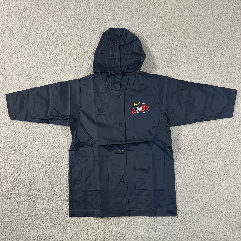 Adidas Goofy Rain Mac Unisex Kids 24M Navy Disney Skiing Graphic Hooded Raincoat